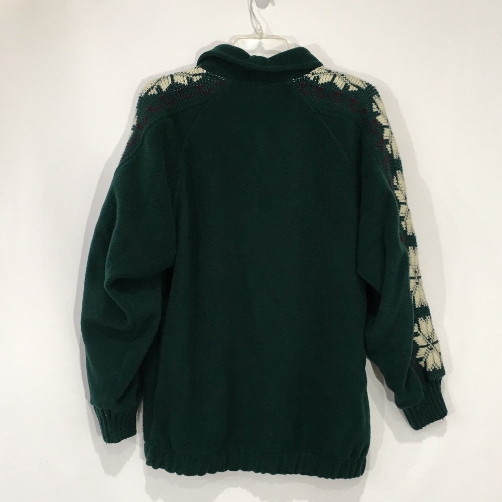 Green Snowflake Fleece Shawl Collar Large - Picture 2 of 6